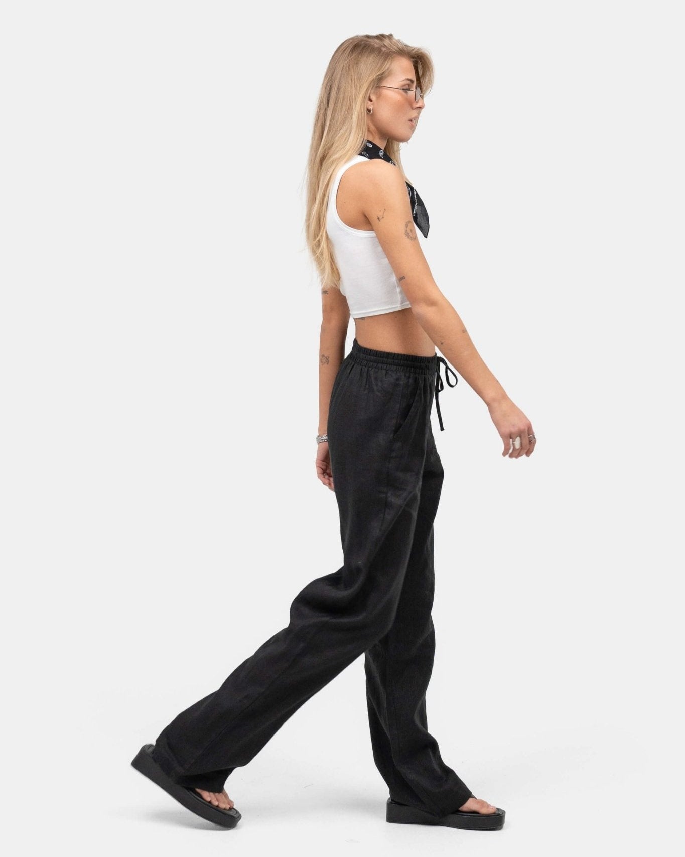 Hørbukser Højtaljede Sort | Skagen - clothing.dk